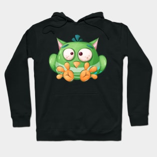 Funny green bird cartoon concept art Hoodie